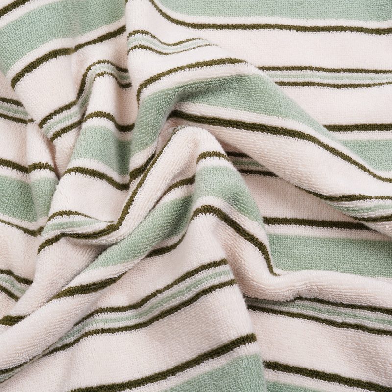 0010 PigletinBed ShorehamStripe Towel SageBotanicalGreen Detail2