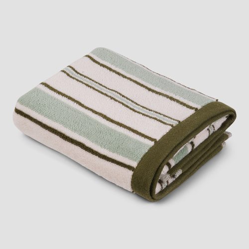 0016 PigletinBed ShorehamStripe HandTowel SageBotanicalGreen