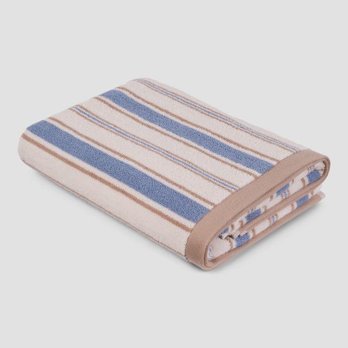 0020 PigletinBed ShorehamStripe BathTowel MeadowBlue