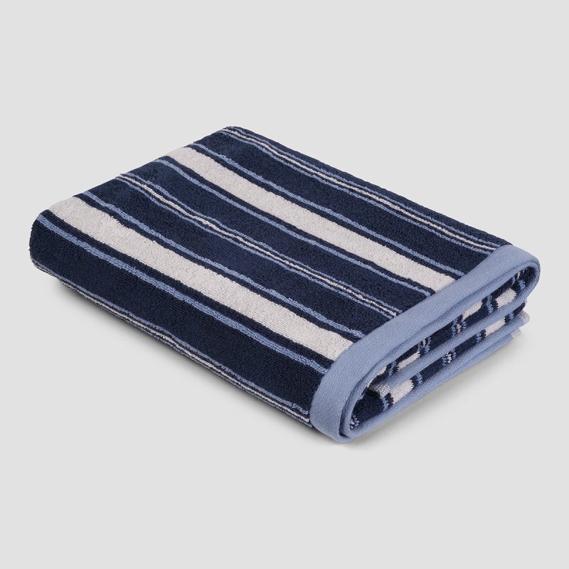 0021 PigletinBed ShorehamStripe BathTowel AstralBlue