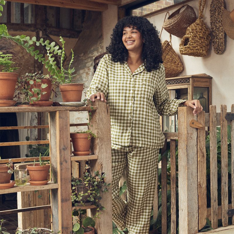 01 BOTANICAL GREEN GINGHAM TROUSER SET 198