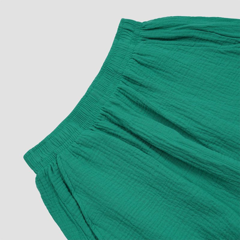 1200 0067 PigletinBed CottonGauzePyjamasShorts Detail OceanGreen