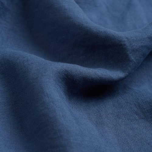 Blueberry Linen Duvet Cover Linen Detail Piglet in Bed