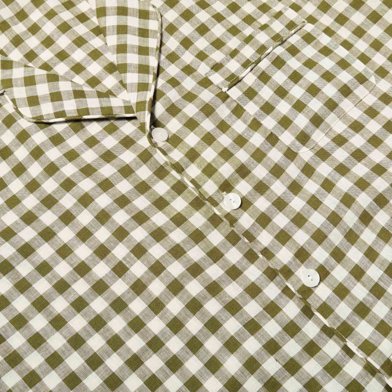 GINGHAM BOTANICAL GREEN PYJAMA TOP 2