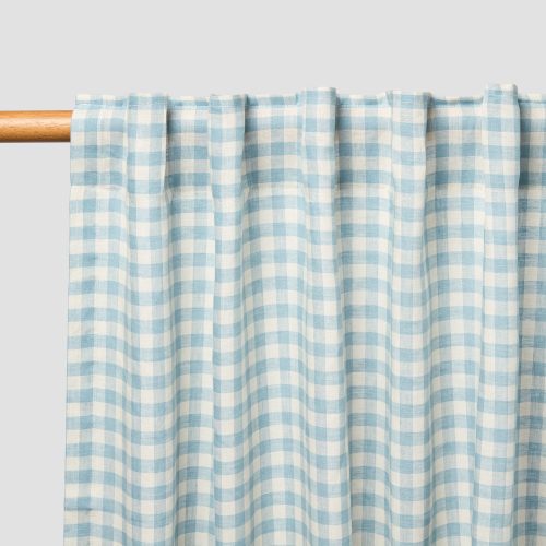 GINGHAM WARM BLUE CURTAIN 1