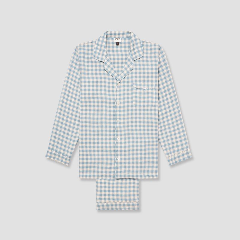 GINGHAM WARM BLUE PYJAMA SET WOMENS 1