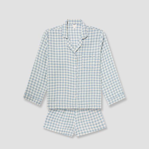 GINGHAM WARM BLUE PYJAMA TOP 1 SET SHORTS