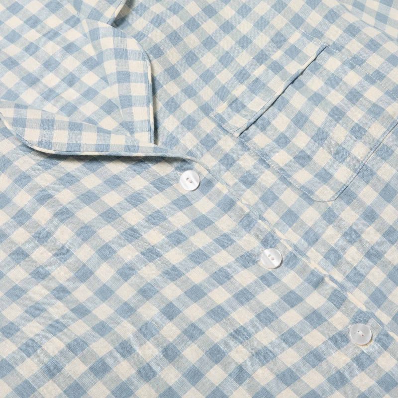 GINGHAM WARM BLUE PYJAMA TOP 2