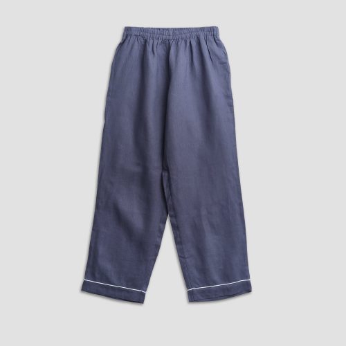 Linen Pajama Trouser Blueberry Piglet in Bed 4