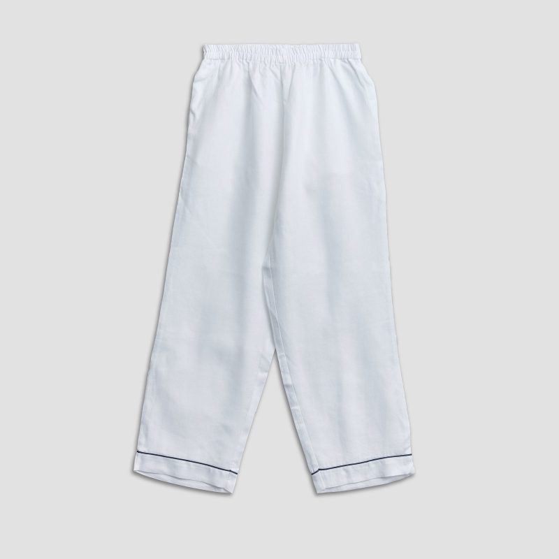 Linen Pajamas Trouser White Piglet in Bed 1