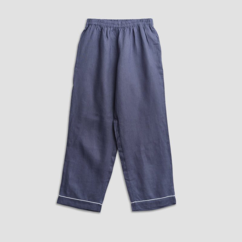 Linen Pajamas Trousers Blueberry Piglet in Bed 81