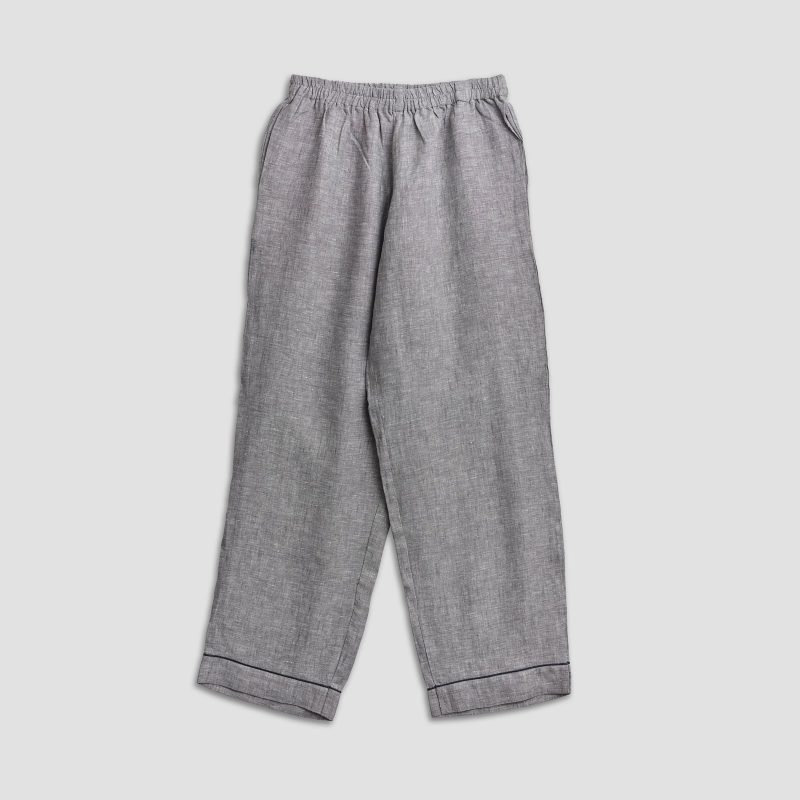 Linen Pyjamas Trouser Gray Piglet in Bed 5