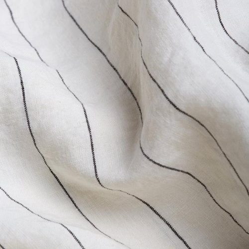 Luna Stripe Linen Duvet Cover Fabric Piglet in Bed