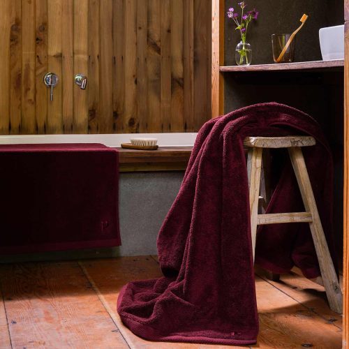 Piglet in Bed Bathroom Collection Organic Cotton Bath Mat Merlot 1