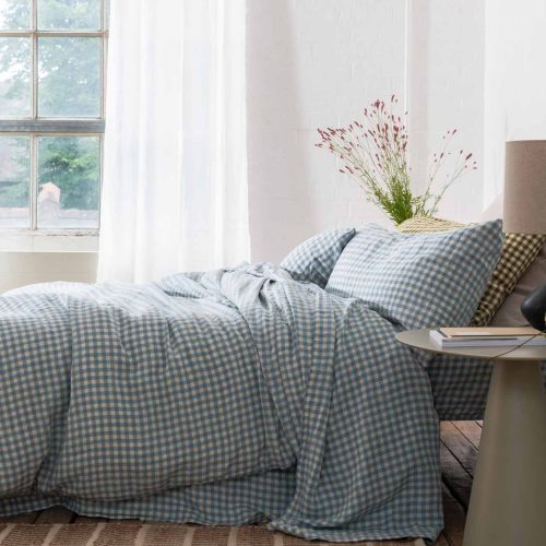 Piglet in Bed Gingham Linen Bedding Warm Blue Lifestyle 1 47d2acff 9cd6 484d aa84 bc40d98644c8