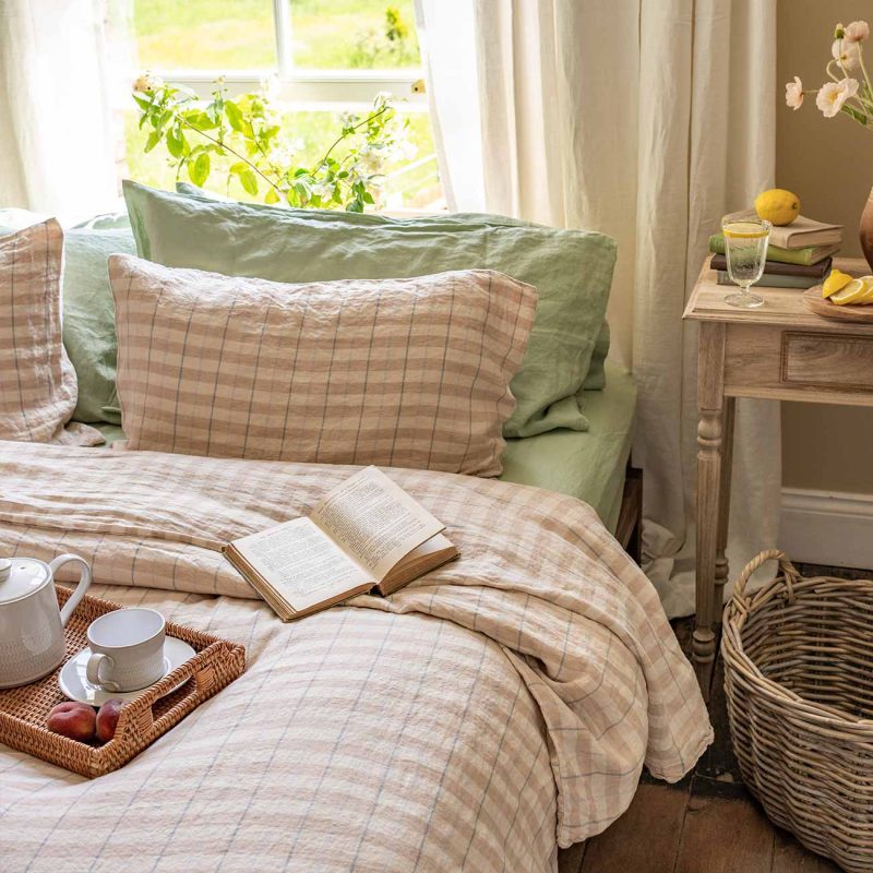 Piglet in Bed Linen Bedding Cafe Au Lait Check Stripe Lifestyle 1 533a2908 5940 4aaa 924e bc5345de3403