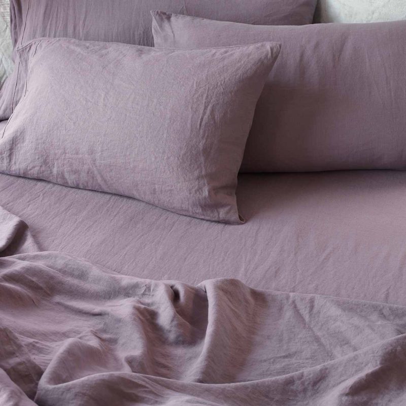 Piglet in Bed Linen Fitted Sheet Elderberry Lifestyle 1