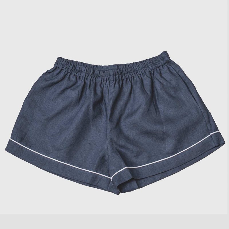 Piglet in Bed Linen Pyjama Shorts Blueberry