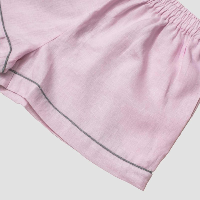 Piglet in Bed Linen Pyjama Shorts Blush Pink