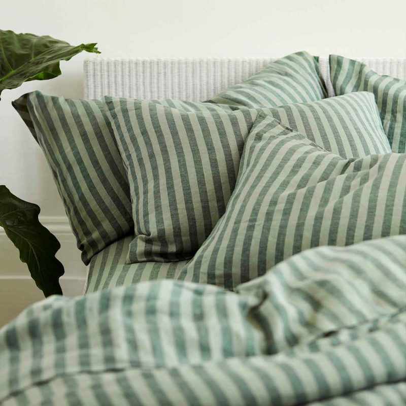 Piglet in Bed Pembroke Stripe Bedding Pine Green 7