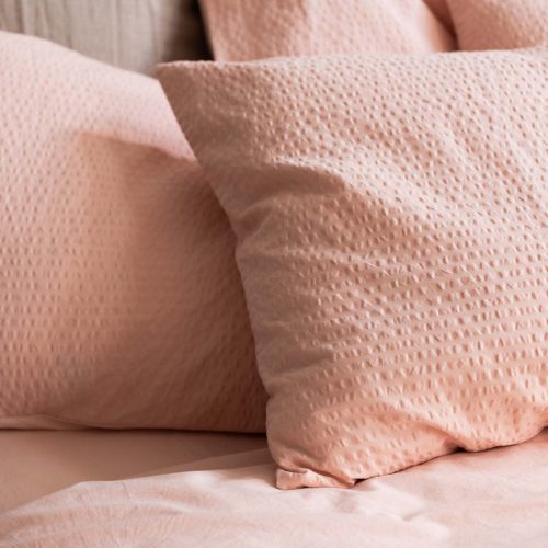 Piglet in Bed Seersucker Cotton Bedding Salt Pink Lifestyle 4