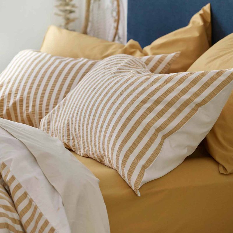 Piglet in Bed Seersucker Stripe Bedding Ochre 3