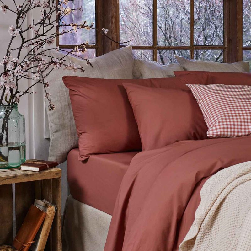 Piglet in Bed Washed Cotton Bedding Red Dune Plain1300X1300 Web 2