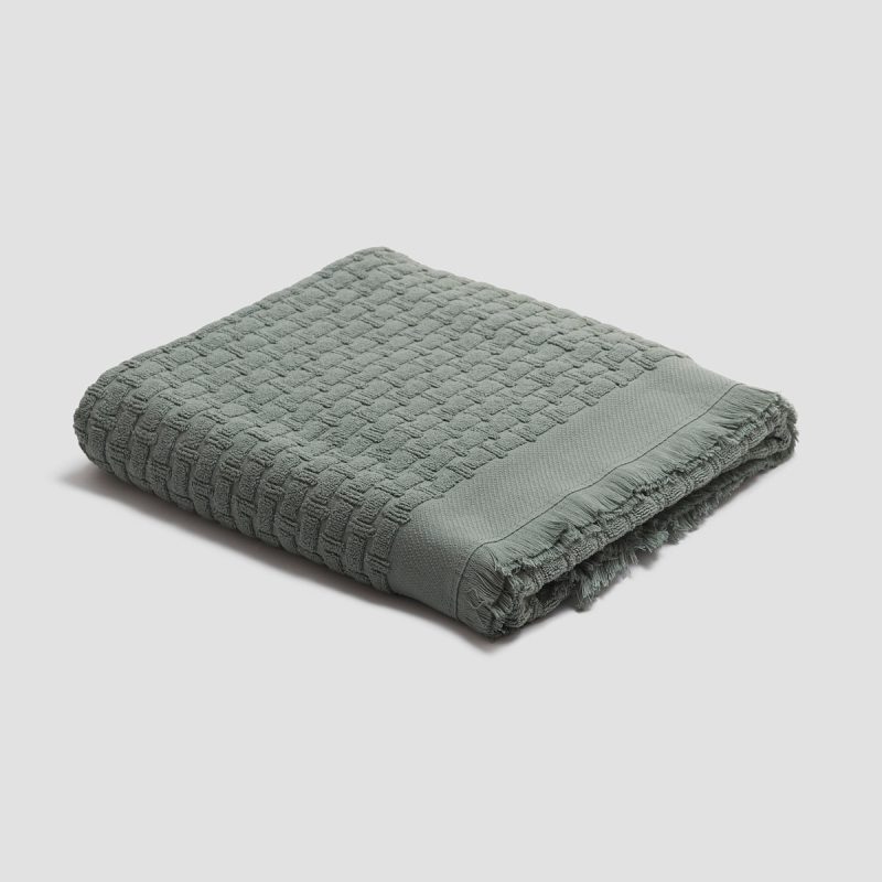 PigletinBed BathroomCollection BasketweaveCottonBathSheet AshGreen 1 GreyBG 75dab02d e24d 4af6 b6fd 77064322afe4