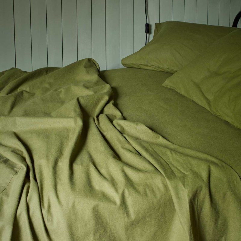 PigletinBed BrushedCottonBedding Fitted Sheet Olive Lifestyle 1