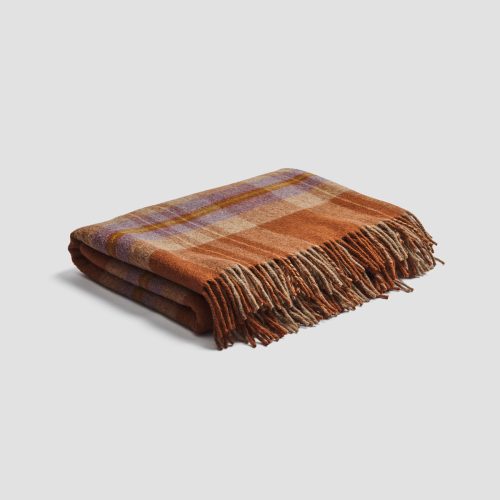 PigletinBed CheckCabinWoolBlanket BurntOrange 1 GreyBG