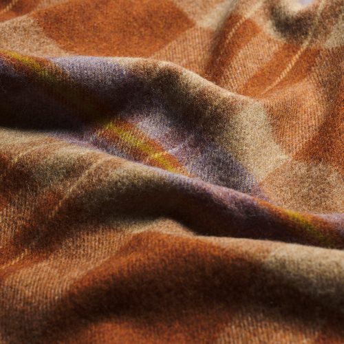 PigletinBed CheckCabinWoolBlanket BurntOrange 3