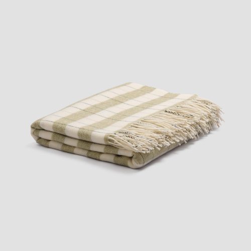 PigletinBed CheckedStripeWoolBlanket Apple 1 greyBG