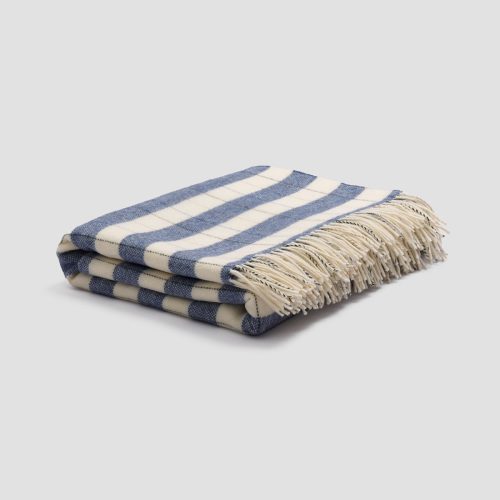 PigletinBed CheckedStripeWoolBlanket WarmBlue 1 greyBG