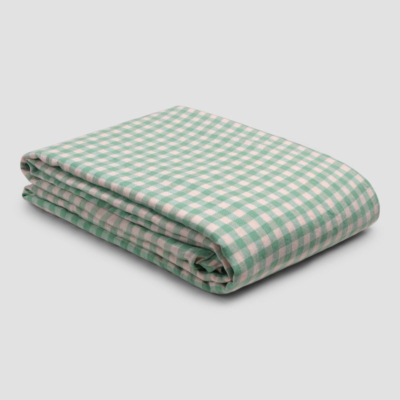 PigletinBed GinghamLinenBedding Pistachio Duvet