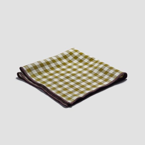 PigletinBed GinghamLinenNapkin BotanicalGreen 1 greyBG