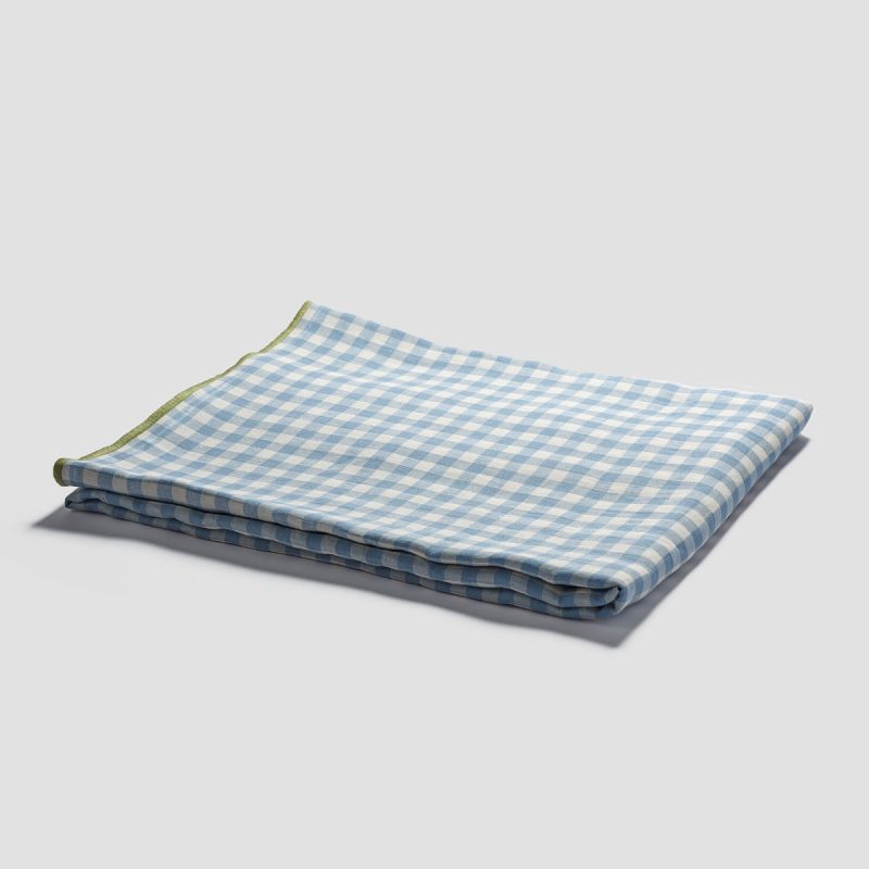 PigletinBed GinghamLinenTablecloth WarmBlue greyBG