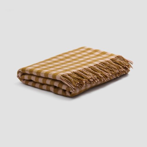 PigletinBed GinghamWoolBlanket Ochre 1 greyBG