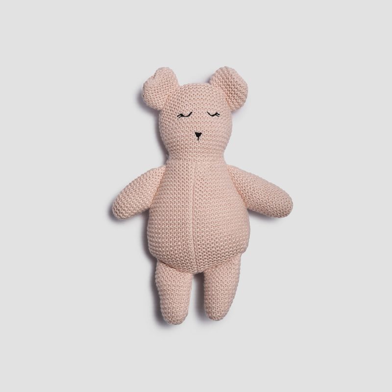 PigletinBed KidsAccessories OrganicCottonKnittedTeddyBear Chalk GreyBG