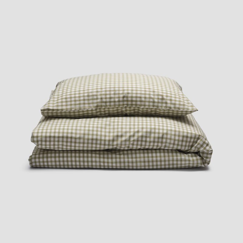 PigletinBed KidsSmallGinghamCottonBedding CotSet Pear 2 GreyBG