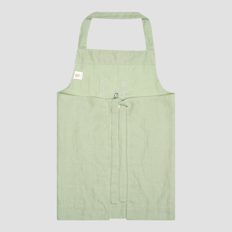 PigletinBed Linen Apron Sage Back