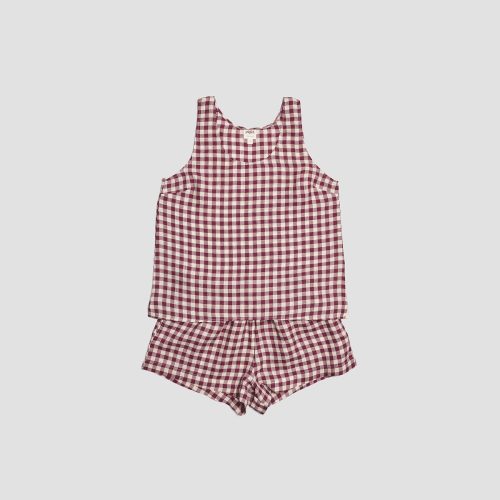 PigletinBed LinenCamiSet BerryGingham 1 GreyBG