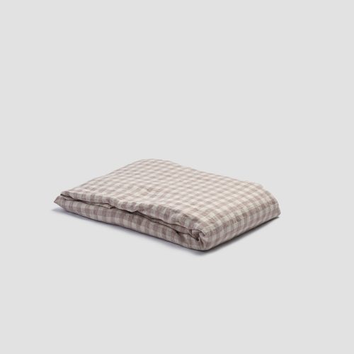 PigletinBed LinenFittedSheet MushroomGingham 1 greyBG