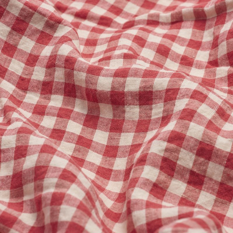 PigletinBed LinenFlatSheet MineralRedGingham 2