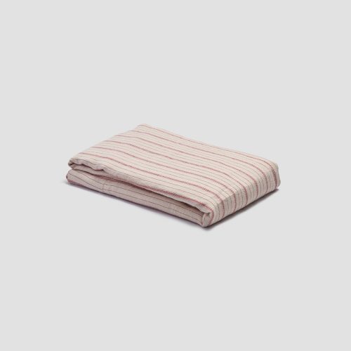 PigletinBed LinenFlatSheet MineralRedTickingStripe 1 greyBG