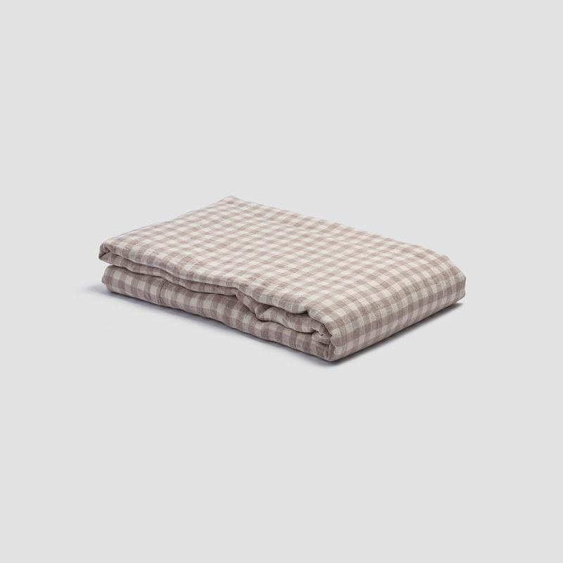 PigletinBed LinenFlatSheet MushroomGingham 1 greyBG