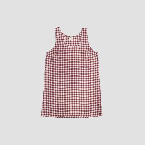 PigletinBed LinenNightDress BerryGingham 1 GreyBG