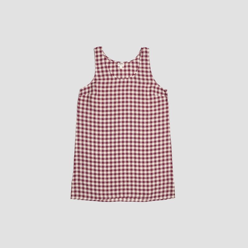 PigletinBed LinenNightDress BerryGingham 1 GreyBG