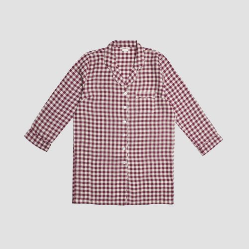 PigletinBed LinenNightShirt BerryGingham 1 GreyBG