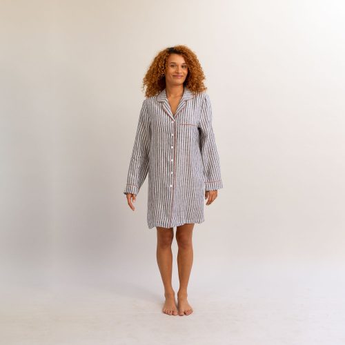 PigletinBed LinenNightShirt MidnightStripe 2