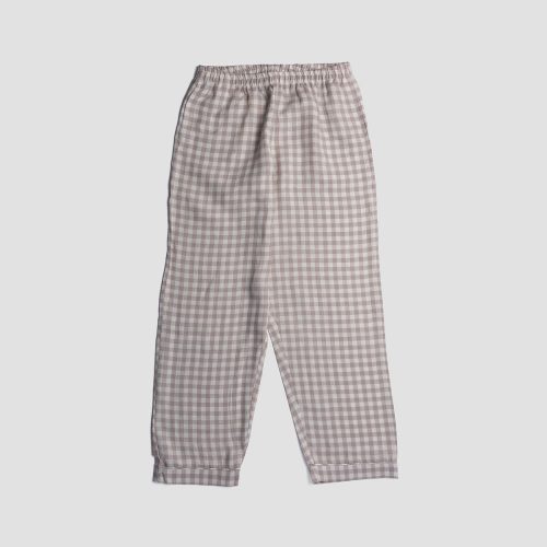 PigletinBed LinenPyjamaTrousers MushroomGingham 1 greyBG